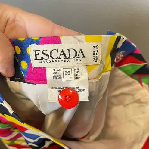 Escada Women's Vintage Umbrella Print Pencil Skirt Size 36 Red