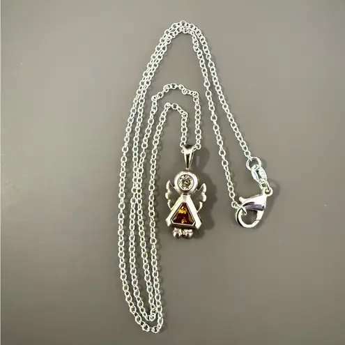 Sterling Silver Angel Citrine Pendant w/ SS plate Chain