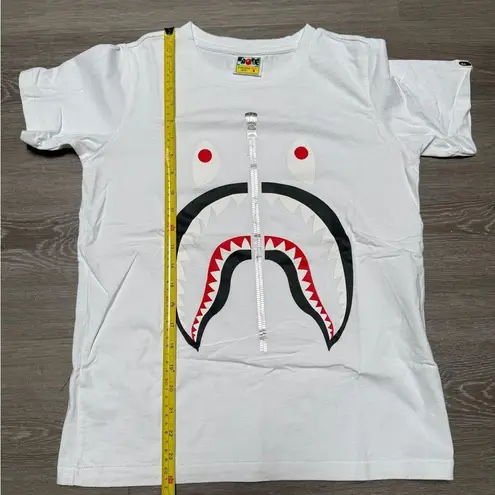white BAPE shark t