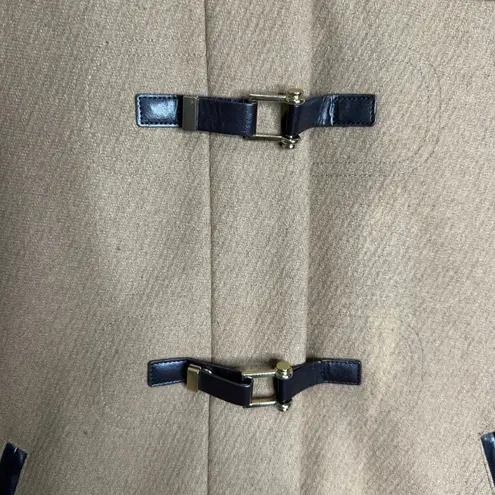 Cole Haan  camel tan wool blend fur trim toggle hooded coat size 2 winter - Image 6