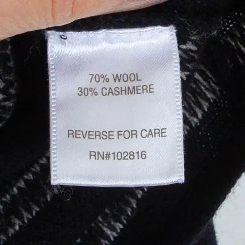 Garnet Hill Womens Striped Turtleneck Sweater Wool Cashmere XS Black Oversized