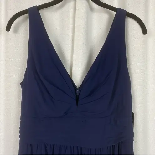 Lulus Lulu’s Navy Blue Leading Roll V Neck Ruched A Line Chiffon Maxi Dress Sz.M NWT
