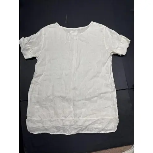 Andrea Jovine Quiet Luxury Minimalist Basic Organic 100% Linen White Blouse Top