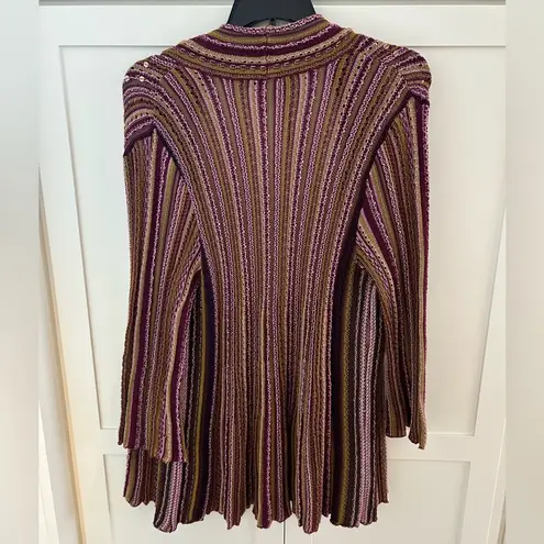 Vintage Sharon Young Purple and Green Striped Cardigan Size L