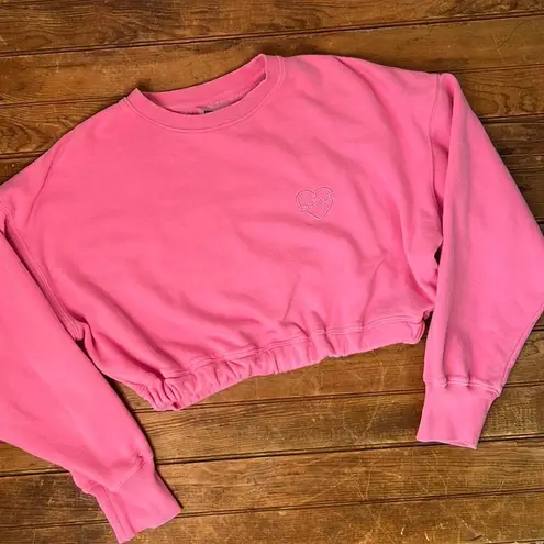 Bo+Tee Women’s  Meagan Grubb cropped crew neck sweatshirt pink size small