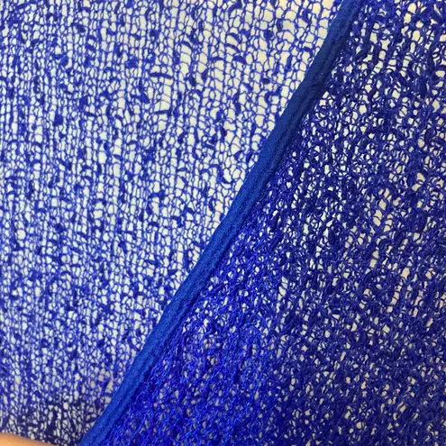 Colbalt Sapphire Blue Loose Open Knit Mesh Lace Boho Cardigan Shrug Sweater