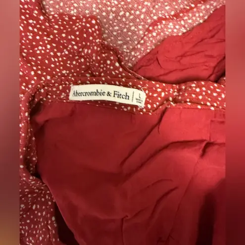 Abercrombie & Fitch  Faux Wrap Skirt Side Zip Ruffles Rust W White Specks Lg
