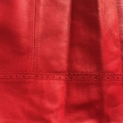 Dana Buchman Red leather size 14 paneled Pencil Skirt back zip slit