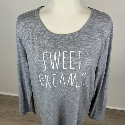 Rae Dunn  Grey Long Sleeve Sweet Dreams Top Size L