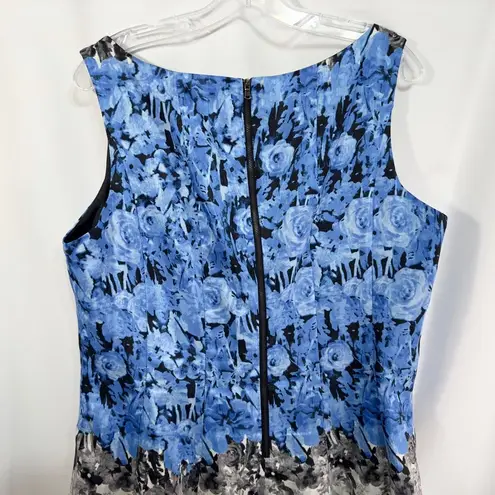 J Taylor Plus Size 18W Dress Sleeveless Fit n Flare Floral Blue White Mini 700