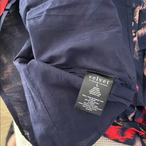 Velvet by Graham & Spencer Edlin Printed Silk Cotton Voile, Twilight,Large, NWT Black