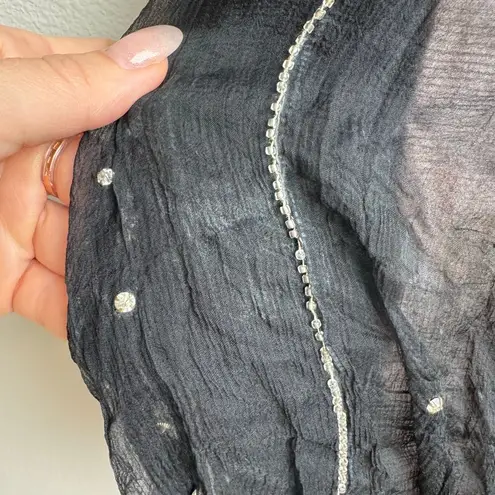 Vintage Art Deco Flapper Gatsy Sequin Jewel Black Silk Party Mini Flapper Dress