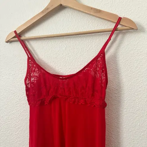 Victoria's Secret Victoria’s Secret Y2K Lace Strappy Sheer Tank Lingerie Red Babydoll size small