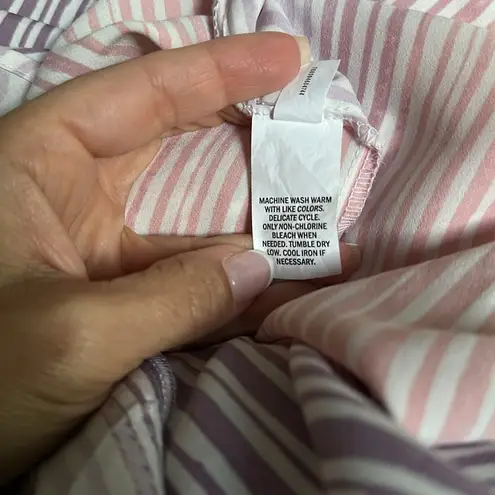 Ophelia Roe Smocked Puff Sleeve Pink & Purple Striped Mini Dress – Size Small