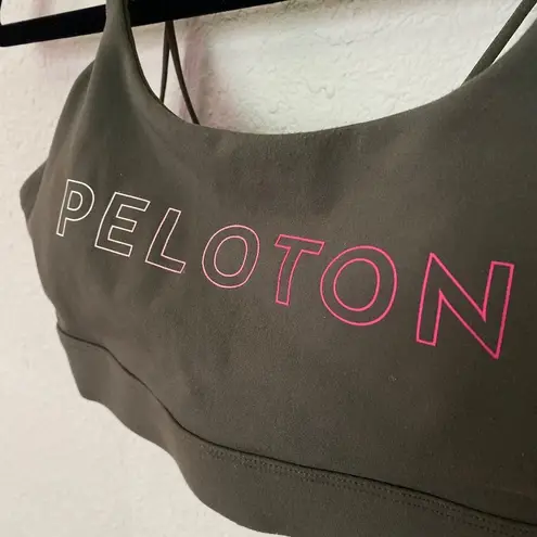 Peloton  Olive Speed Up Activewear Work out Strappy Logo Sports Bra size S