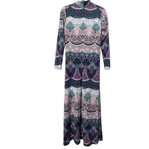New York And Company The Bohemian Ornate Print Maxi Dress Blue Lyrics Small