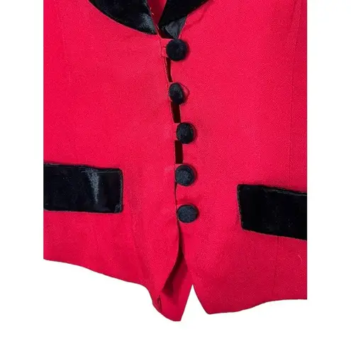 Scarlett Vest Womens Size Black Red Vintage Velvet Button Front Sleeveless Retro
