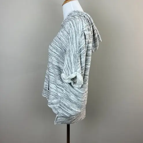 Dolan Left Coast Hoodie Sweatshirt Top M Gray Short Sleeve Dolman Frayed Trim Gray Size M