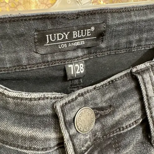 Judy Blue Black Destroyed Buffalo Plaid Patch Skinny Jeans 7/28