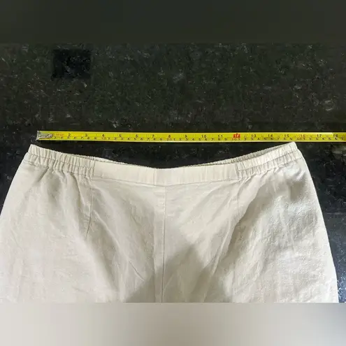 Coldwater Creek  Cream Linen Blend Pull On Pants w Pockets Elastic Waist Sz L