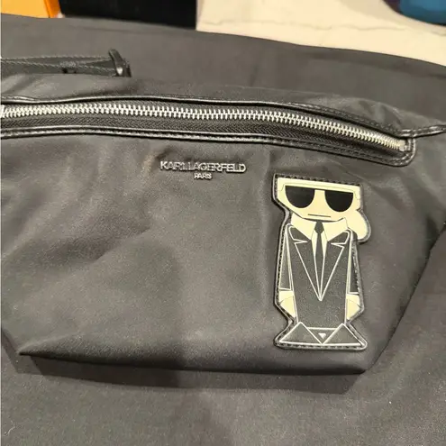 Karl Lagerfeld PARIS CROSSBODY WAIST BAG BLACK NYLON NEW AUTHENTIC
