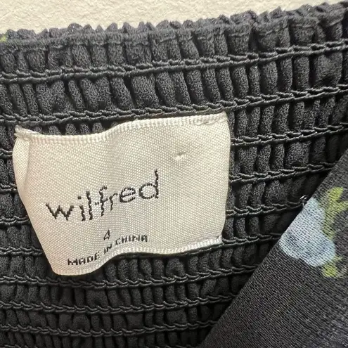 Wilfred Emmylou Mini Dress Puff Sleeve Forget Me Not Floral Black Size 4