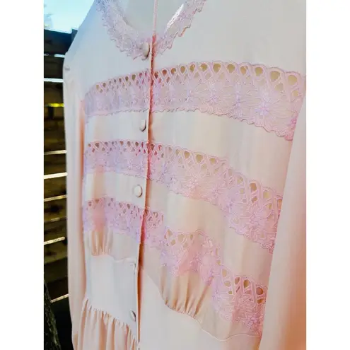 Vintage Dress French Dress Peach Medium Fit Midi Romantic Special Occasion Sleep Orange