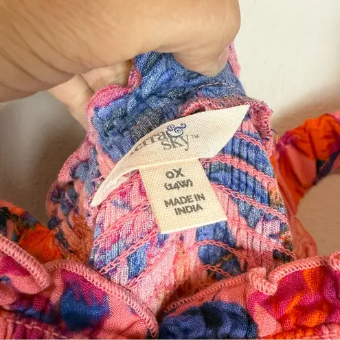 Terra & Sky NWT Tropical Floral Tiered Sleeveless Maxi Dress Pink Plus Size 14W