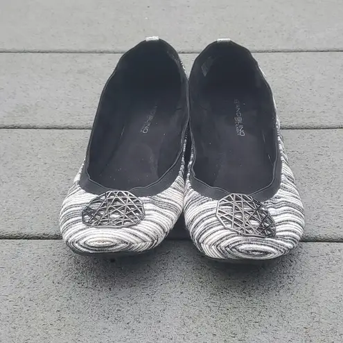 Elina Striped Fabric Ballet Flats | Bandolino Striped Round Toe Flats