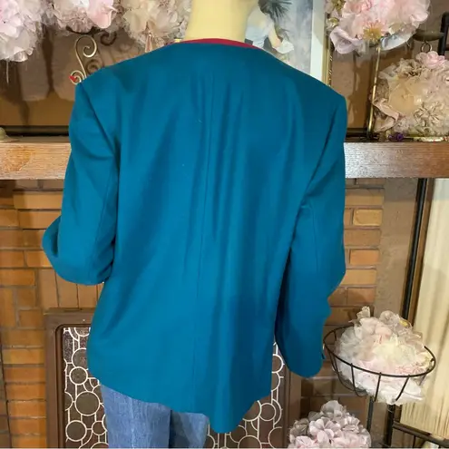 Pendleton TEAL BLUE AND PINK VINTAGE 1980'S WOOL BLAZER (16)