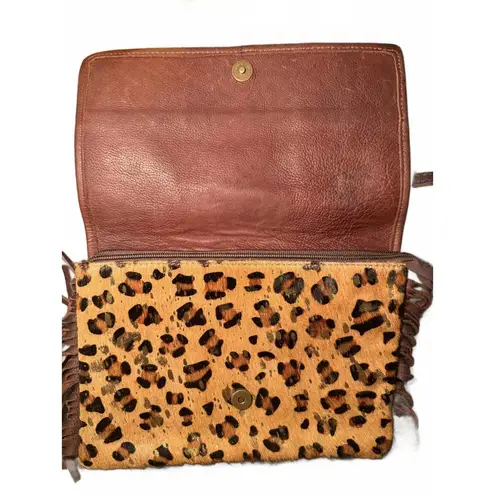 American Darling Envelope Hand Tooled Hair On Leather Crossbody Bag Brown