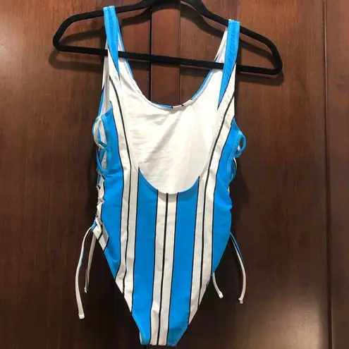 Topshop  Striped One Piece Swimsuit 4 Tie Sides