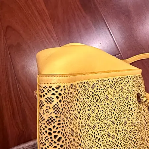 Salvatore Ferragamo Vala Chain Bag laser cut Leather 2way Yellow Gold