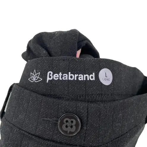 Betabrand Bootcut Mid Rise Textured Stripe Black Dress Pants Size Large Long