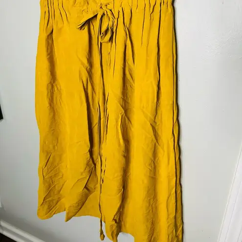 CO Women's Yellow Goop Fluid Linen Sleeveless Button Front Midi Dress Size Small