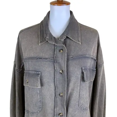 Fantastic Fawn  Geen Washed Button Up Shacket Jacket Oversized Medium - Image 2