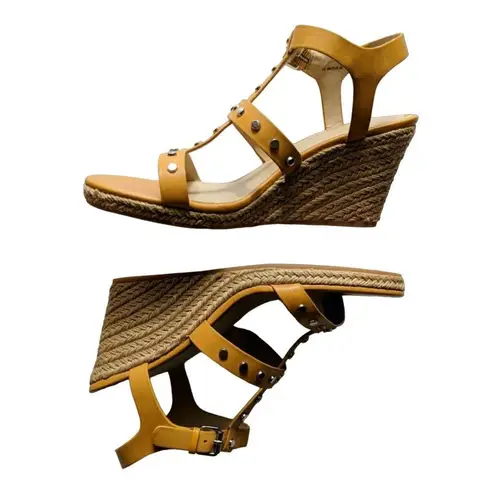 via spiga Indya Studded Wedge Sandal Open Toe Adjustable 8M New