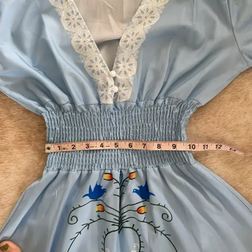 None Blue bohemian Tassle fringe Maxi Dress with birds