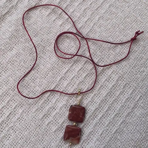 Handmade New Red opacite pendant necklace with satin cord