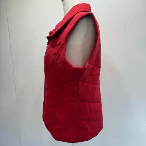 Coldwater Creek Red Quilted Zip Front Vest with Zipper Pockets Size Medium 10-12