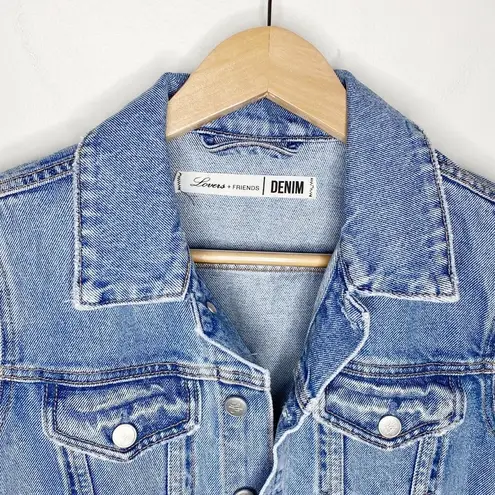 Lovers + Friends  Denim Brandon cropped raw edge hem denim jacket Imogene size XS