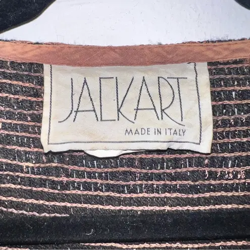 Vintage Jackart Italy Bronze Metallic Floral Patchwork Design Pullover Sweater Size L