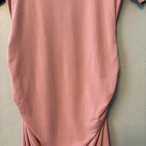 ⭐️Boutique pink short sleeve stretchy knee length maternity dress size medium