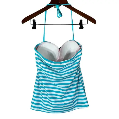 Lime Ricki NWT  Bandeau Pool Stripe Tankini Top Blue Aqua White Size M Medium New