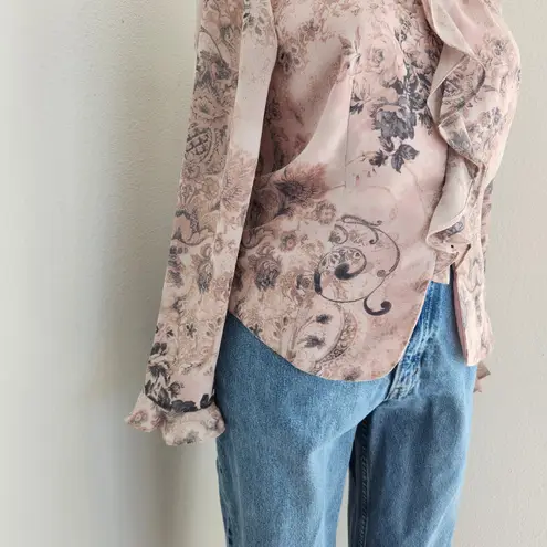 Pendleton Vintage Light Pink Floral Secretary Blouse Long Sleeve Romantic M