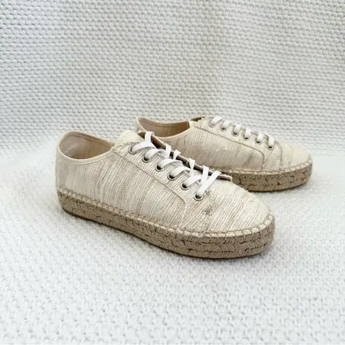 Aquatalia NWOB Flyn Multi Tone Off White Canvas Woven Espadrille Sneaker 6