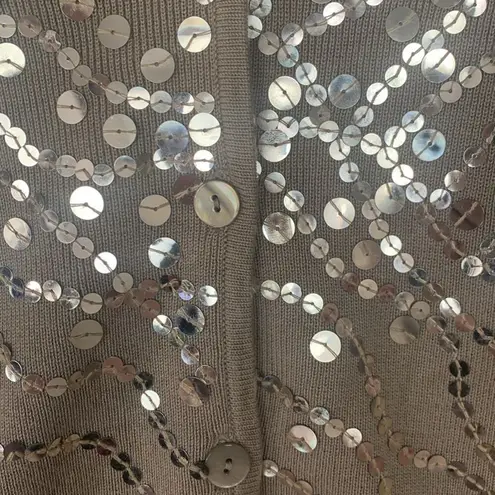 Gantos women's medium tan sequin button up sweater knit cardigan 90