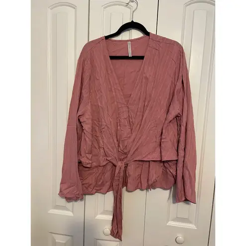Forgotten Grace Tie Front Double Hem Blouse NEW 1X