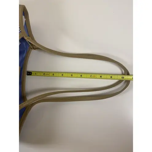 The Sak Shoulder Purse Crochet Bag Blue White Woven Double Strap 10"X14" Handbag