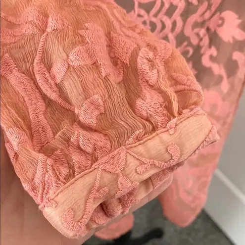 Sundance Silk Coral Sheath Dress with Long Sleeves.